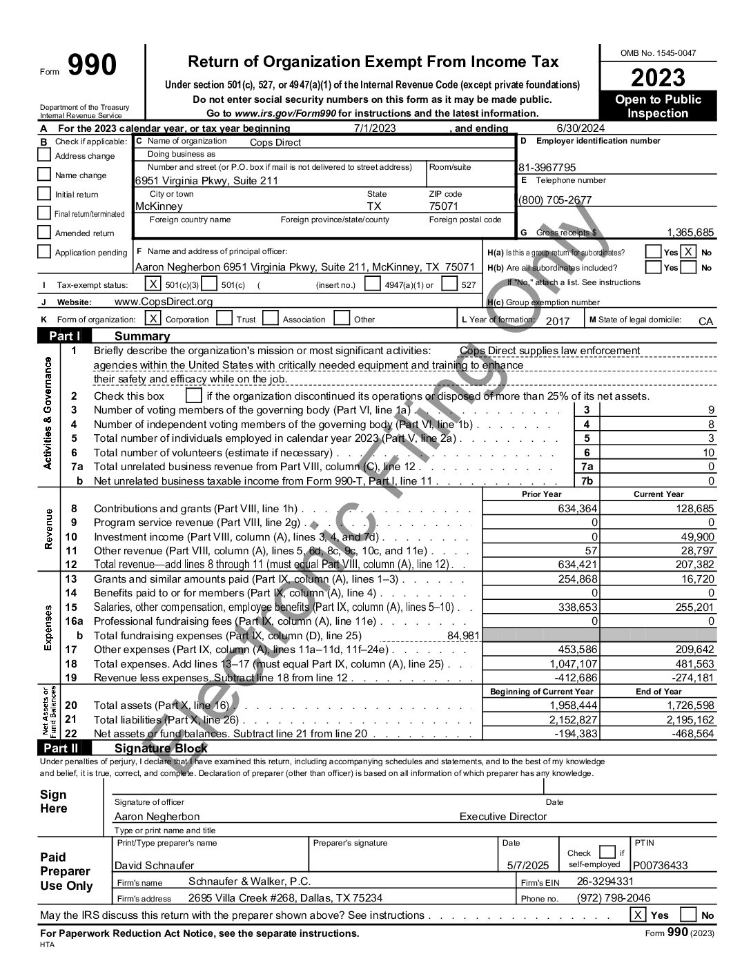 CopsDirect990 FY24 Pdf